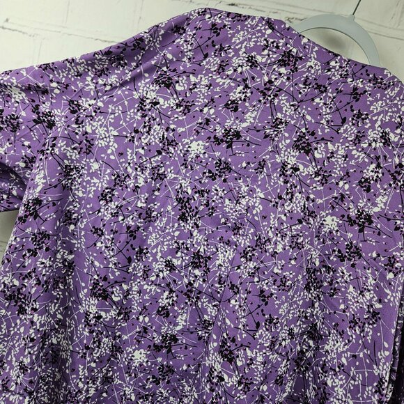 Catherines Purple Floral Blouse Shirt Top Womens 3X Plus 3/4 Sleeve Pretty - Picture 11 of 12